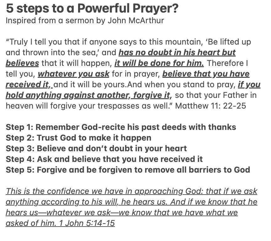 5 steps to a powerful prayer!