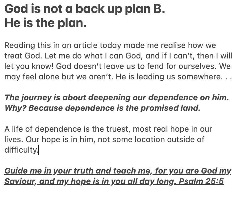 God is not Plan B!