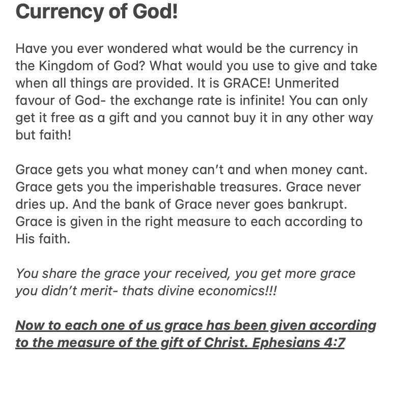 Currency of God…