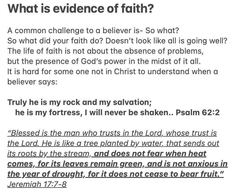 What is evidence of faith?